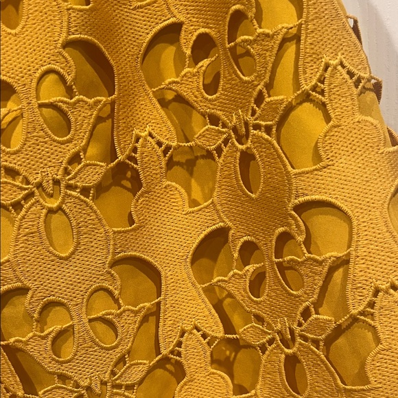 LOFT Bright Yellow Lace A-Line Skirt - Picture 3 of 8